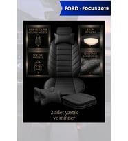 focus 2019 Koltuk ve Kılıf uyumlu Minder Lüks Yastık Siyah 2 Minder 2 Yastık