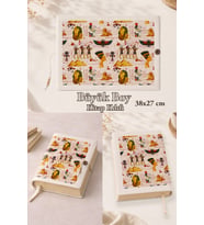 Nostalji Ra's Legacy Antik Mısır Büyük Boy Kitap Kılıfı 38x27 cm Pamuk Kumaş El Yapımı Kumaş Kitap Kılıfı