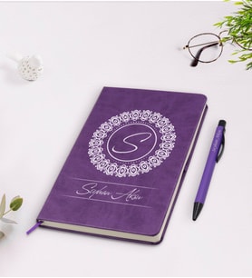BK Gift Kişiye Özel İsimli Mor Termo Deri Defter Kalem Seti Model 2