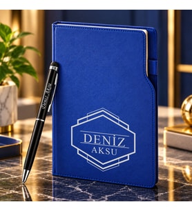 BK Gift Kişiye Özel 374 Termo Deri Tarihli Ajanda & Siyah Touch Pen Tükenmez Kalem-4