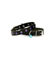 Cattie Gerçek Deriden El Yapımı Taşlı Kedi Boyun Tasması 1x18-22cm - Black