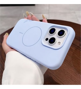 Coverzone ?phone 14 Pro ile Uyumlu Kadife ?� Y�zeyli Premium Silikon K?l?f MagSafe ile Uyumlu Kablosuz ?arj Destekli Darbe Emici Yumu?ak Dokulu Koruma Tasar?ml? Telefon K?l?f? Bebek Mavisi