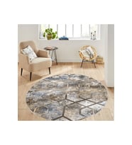 Eliana Home Baskılı, Yıkanabilir Kaymaz Taban Yuvarlak Halı LNA7101 120x120 cm (Kahverengi)