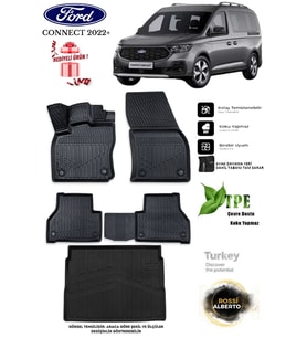 Ford Connect 2022+ Araca Özel 3D Paspas Ve 3D Bagaj Havuzu