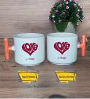Love Sevgili Kupa Bardak T Turuncu Kulplu Sevgiliye Sevgililer Günü Hediyesi