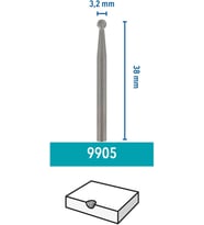 Dremel 9905 Top Uçlu Tungsten Karpit Kesici Top Uçlu, 3,2 Mm