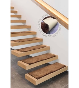 Comfort Kahve Peluş Merdiven Halısı Kaymaz Deri Tabanlı Pufidik Basamak Paspası