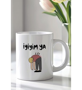 Mizahi Yazılı 330ml Baskılı Beyaz Seramik Kupa Bardak