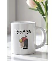 Mizahi Yazılı 330ml Baskılı Beyaz Seramik Kupa Bardak