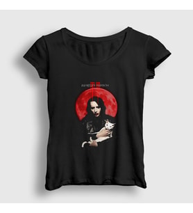 Presmono Kadın Siyah Blood Moon Marilyn Manson T-Shirt 38252tt