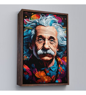 Çerçeveli Albert Einstein Tablo (Altın)