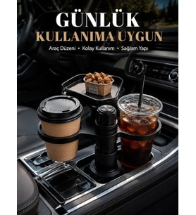 Araç İçi Bardaklık Organizeri Çok Amaçlı İçecek ve Eşya Tutucu
