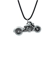Chopper Motor Deri ip Kolye - Gümüş Kaplama - Kadın Erkek Kolye - No:882