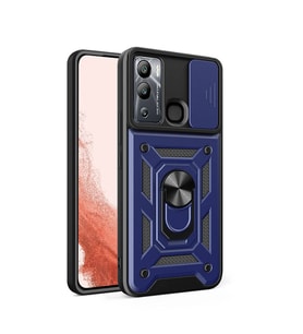 Infinix Hot 20i Uyumlu Kılıf Magnetik Standlı Kamera Korumalı Zore Sürgülü Vega Kapak