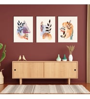 3'lü Kanvas Duvar Tablosu Seti Çizgisel Soft Tasarım Boho