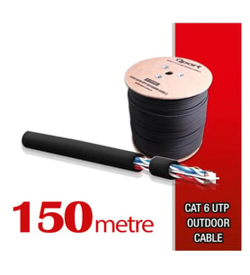 Qport Yüksek Bakır Utp 23Awg 0.58 MM Dış Ortam Cat6 Outdoor Kablo 150 Metre