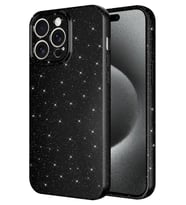 iPhone 15 Pro Kılıf Kamera Korumalı Simli Parıltılı Lüks Silikon (Siyah)