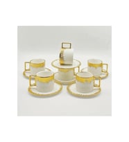 ÇİZGİLİ GOLD PORSELEN KAHVE FİNCAN 12 Parça & 6 Kişilik