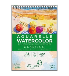 VAN DYCK VD420412 CLASSICO DOKULU ÜSTTEN SPİRALLİ SULUBOYA BLOK A5 300GR 15 YP