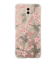 Huawei Mate 20 Lite Uyumlu Kapak Floral Kırmızı Tasarımlı Şeffaf Silikon Kılıf