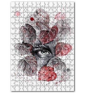Cakapuzzle Suluboya Efekt Yaprakların Arasındaki Göz Puzzle Yapboz MDF (Ahşap) (120 Parça)