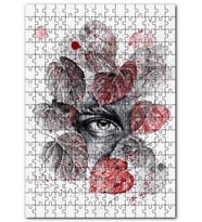 Cakapuzzle Suluboya Efekt Yaprakların Arasındaki Göz Puzzle Yapboz MDF (Ahşap) (120 Parça)