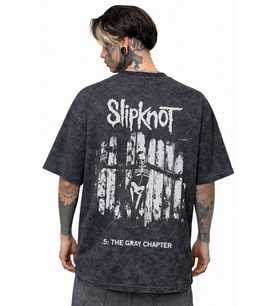 Slipknot Rock Metal Müzik Grubu Sırt Baskılı Unisex Oversize Eskitme Yıkamalı Tişört