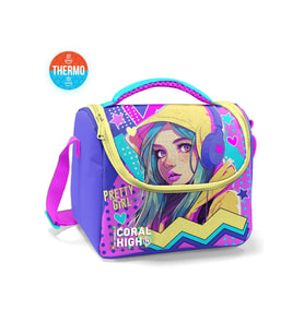 Coral High Kids Lavanta Turkuaz Kulaklıklı Kız Desenli Thermo Beslenme Çantası 11871