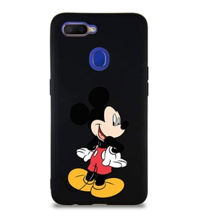 Oppo A12 Soft Premier Kapak Mickey Mouse-D Tasarımlı Silikon Kılıf - Siyah (Şeffaf)