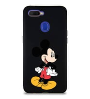 Oppo A12 Soft Premier Kapak Mickey Mouse-D Tasarımlı Silikon Kılıf - Siyah (Şeffaf)