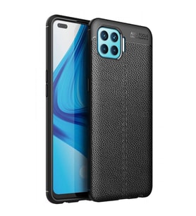 Oppo Reno 4 Lite Deri Görünümlü Silikon Siyah