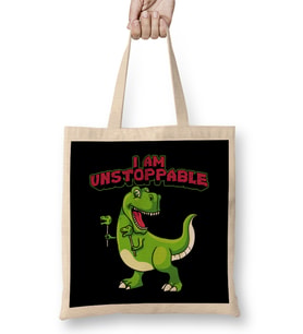 I Am Unstoppable TRex Funny Short Dinosaur Arms Bez Çanta Uzun Saplı