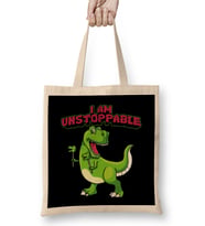 I Am Unstoppable TRex Funny Short Dinosaur Arms Bez Çanta Uzun Saplı