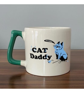 Cat Daddy Baskılı Yeşil Kulplu D Kupa