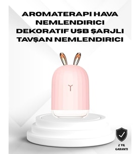 Northcity Tavşan Kulaklı Ultrasonik Hava Nemlendirici 200ml - Sessiz Aroma Difüzör ve LED Gece Işığı