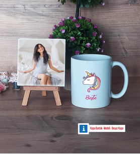 Unicorn Fotoğraflı Dekoratif Taş, Kupa Bardak Beyaz Hediye (Model 1)