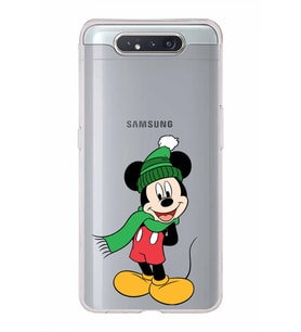Samsung Galaxy A80  Kapak Mickey Mouse Tasarımlı Şeffaf Silikon Kılıf