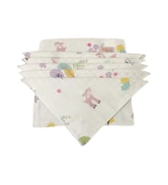BEZHANE Baby %100 Organik Pamuk Muslin Kumaş Bebek Ağız Mendili Pembe Kuzu Kuş Desen(25x25Cm)