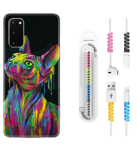 Samsung A02S A03S A10 A12 A13 A21S A22 Kılıf Kablo Koruma Spiral Silikon Color Cat 1754
