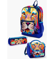 Coral High Kids Lacivert Saks Aslan Desenli 3’lü Okul Çanta Seti SET0123741