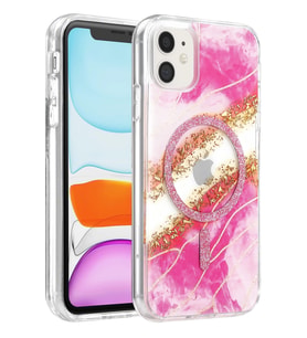 Onegif iPhone 11 Lotus Simli Magsafe Kapak - Pembe