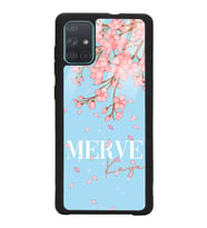 Samsung A71 Uyumlu Dökülen Sakura Tasarımlı Glossy Telefon Kılıfı