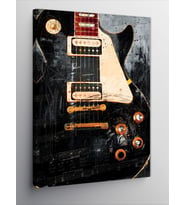Kanvas Tablo Siyah Les Paul Elektro Gitar