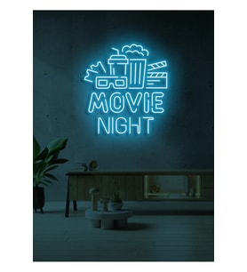 MOVIE NIGHT Yazılı ve Şekilli Neon Tabela