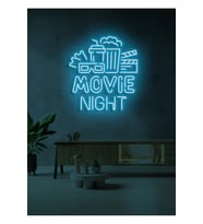 MOVIE NIGHT Yazılı ve Şekilli Neon Tabela