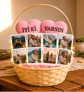 Kişiye Özel 8 Fotoğraflı İyi ki Varsın Tasarımlı Fotoğraf Buketi