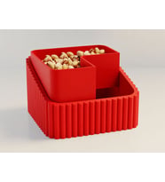 3D Baskı Fıstık Kasesi - Çift Hazneli Kabuk Ayırıcı Sunum Kasesi - Kırmızı Kırmızı