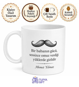Mustache Dad Bıyık Temalı Kupa Bardak Babalar Günü Hediyesi Özel Tasarım