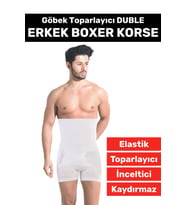 Özel Üretim Göbek Kalça Toparlayıcı Sıkılaştırıcı Bel Düzleştirici İnceltici Erkek Duble Boxer Korse (Beyaz)