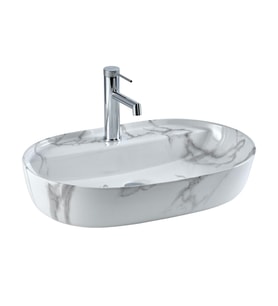 E-2114M1 Tezgah Üstü Lavabo Beyaz Mermer Desenli